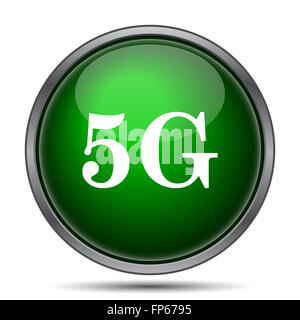 5G-Symbol. Internet-Button auf weißem Hintergrund. Stockfoto