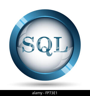 SQL-Symbol. Internet-Button auf weißem Hintergrund. Stockfoto