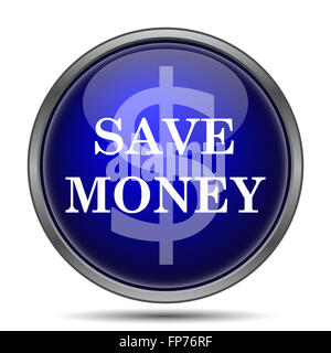Sparen Sie Geld-Symbol. Internet-Button auf weißem Hintergrund. Stockfoto