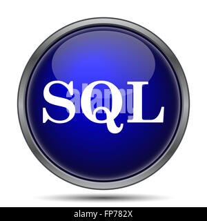 SQL-Symbol. Internet-Button auf weißem Hintergrund. Stockfoto