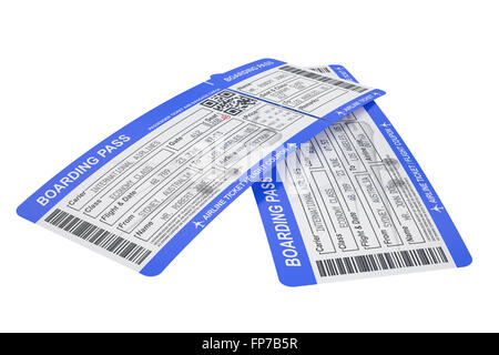 Boarding Pass Tickets isoliert auf weißem Hintergrund Stockfoto