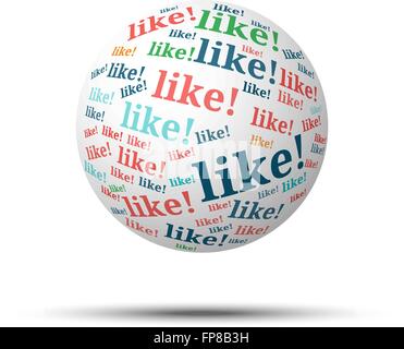 Tag Cloud Kugel wie!, isoliert auf weißem Hintergrund Stock Vektor