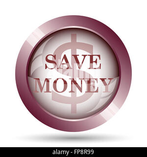 Sparen Sie Geld-Symbol. Internet-Button auf weißem Hintergrund. Stockfoto