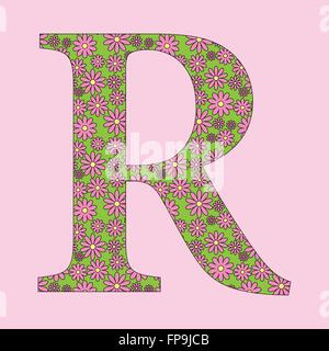 Bild einer Blume Alphabet Schrift Vektor Illustration. Stock Vektor