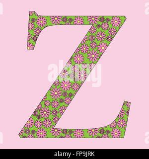 Bild einer Blume Alphabet Schrift Vektor Illustration. Stock Vektor