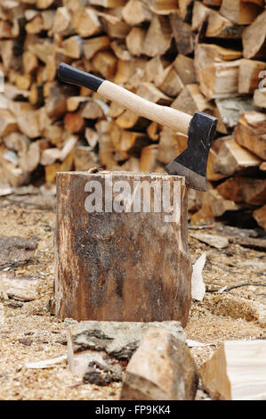 Holzfäller-Axt Stockfoto