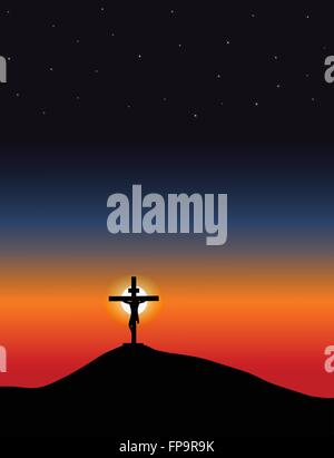 Jesus am Kreuz vor der Auferstehung. Stock Vektor