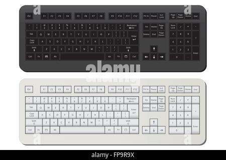 Bild der eine schwarze und eine weiße Tastatur isoliert auf einem weißen Hintergrund. Stock Vektor