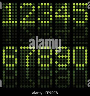 Bild von Zahlen auf einem dunklen Hintergrund grün. Stock Vektor