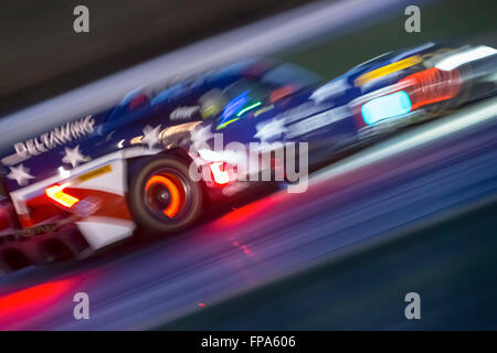 Sebring, FL, USA. 17. März 2016. DeltaWing DWC13 Rennen durch die Kurven bei den Mobil 1 12 Stunden von Sebring auf dem Sebring International Raceway in Sebring, FL. Credit: Csm/Alamy Live-Nachrichten Stockfoto