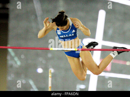 17. März 2016: Ekaterini Stefanidi Griechenlands tritt im Stabhochsprung der Frauen 2016 & Leichtathletik Weltmeisterschaften im Oregon Convention Center, Portland, OR. Larry C. Lawson/CSM Stockfoto