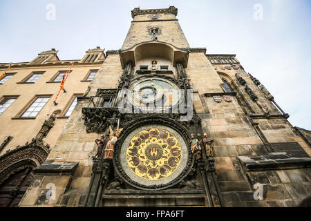 Prag, Tschechische Republik. 16. März 2016. Astronomische Uhr am Altstädter Ring in Prag (UNESCO World Heritage List, 1992), Tschechische Republik, 15. Jahrhundert. © Aziz Karimow/Pacific Press/Alamy Live-Nachrichten Stockfoto