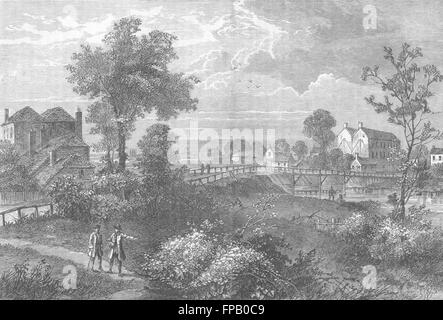 LONDON: Pimlico: Jennys Laune Brücke, 1750, antique print 1880 Stockfoto