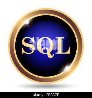 SQL-Symbol. Internet-Button auf weißem Hintergrund. Stockfoto