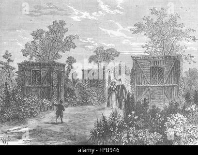 LONDON: Regents Park: Eintritt zum Zoo in 1840, antique print 1880 Stockfoto