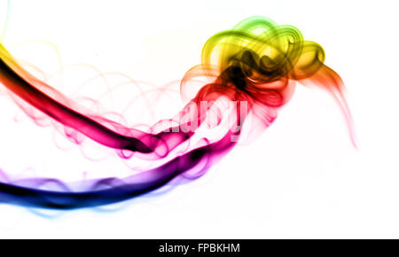Gradient farbigen Rauch abstrakt über dem weißen Hintergrund Stockfoto