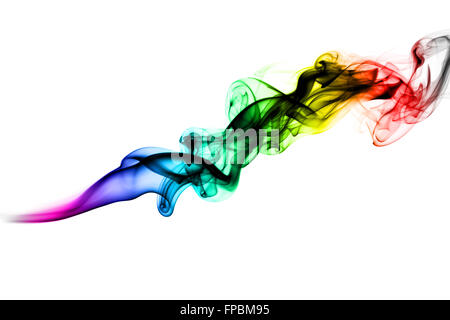 Bunte abstrakte Rauchwolke Rauch über dem weißen Hintergrund Stockfoto