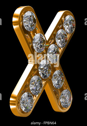 Golden X Brief mit Diamanten verkrustet. Andere Zeichen sind in meinem portfolio Stockfoto