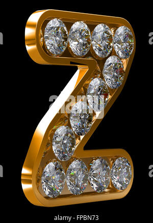 Goldene Z Buchstaben graviert mit Diamanten. Andere Zeichen sind in meinem portfolio Stockfoto