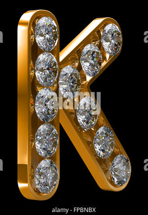 Goldenen K Buchstaben graviert mit Diamanten. Andere Zeichen sind in meinem portfolio Stockfoto