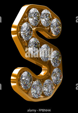 Goldenen S Buchstaben graviert mit Diamanten. Andere Zeichen sind in meinem portfolio Stockfoto