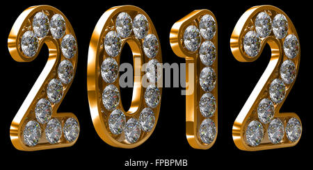 Golden 2012 Jahr verkrustet mit Diamanten. Andere Nummern sind in meinem portfolio Stockfoto