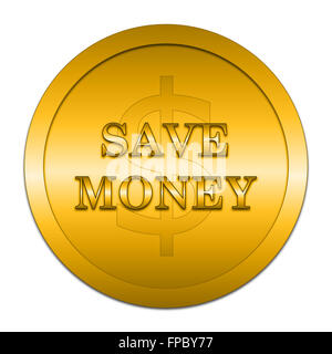 Sparen Sie Geld-Symbol. Internet-Button auf weißem Hintergrund. Stockfoto