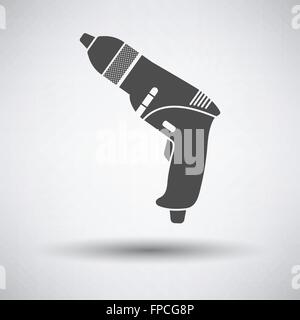 Bohrmaschine-Symbol auf grauem Hintergrund mit runden Schatten. Vektor-Illustration. Stock Vektor