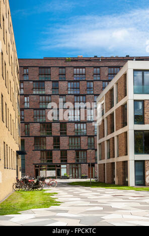 Ein Blick auf zeitgenössische niederländische Wohnungsbau in den Niederlanden. Moderne Gebäude. Fünen-Park. Stockfoto