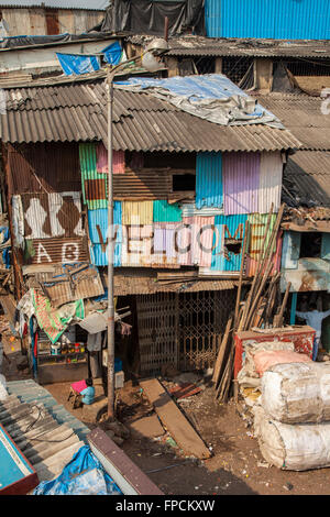 Eine Ansicht der Stadt von Mumbai, Armut und schlechte Wohnverhältnisse in Dharavi. Stockfoto