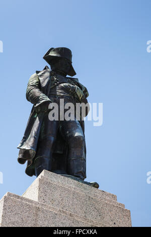 Ajaccio, Frankreich - 6. Juli 2015: Napoleon Bonaparte als erster Kaiser von Frankreich. Statue in seiner Heimatstadt Ajaccio, Insel von Corsi Stockfoto