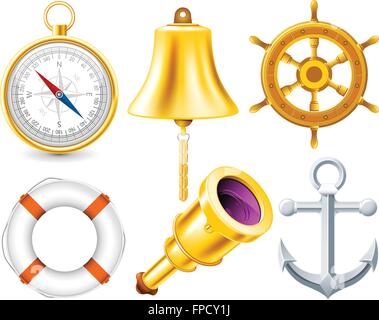 Nautischen Elementen festlegen mit Steigung Mesh Stock Vektor