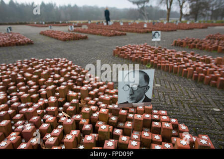 Gedenkstätte Westerbork in den Niederlanden. Mehr als hunderttausend Juden wurden aus dem Durchgangslager Westerbork deportiert. Stockfoto