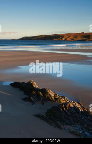 Sandend Strand bei Sonnenuntergang - Aberdeenshire, Schottland. Stockfoto