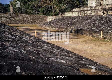 Honduras, Copan Ruinen.  Ballspielplatz. Stockfoto