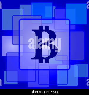 Bitcoin-Symbol. Internet-Button auf abstrakten Hintergrund. Stockfoto