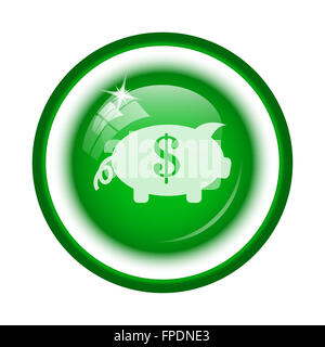Sparen Sie Geld-Symbol. Internet-Button auf weißem Hintergrund. Stockfoto