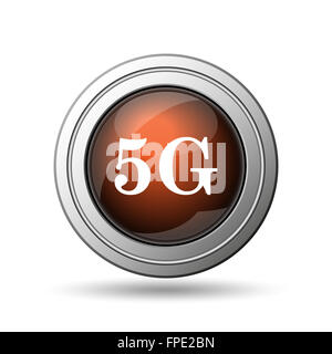 5G-Symbol. Internet-Button auf weißem Hintergrund. Stockfoto