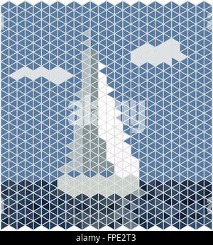 Mosaik-Segelboot, Polygone, Vektor Stock Vektor