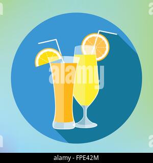 Orange und Zitrone Saft flach Stock Vektor