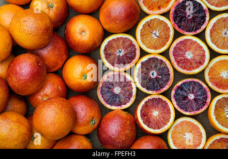 Citrus x Sinensis. Blut-Orangen-Muster Stockfoto