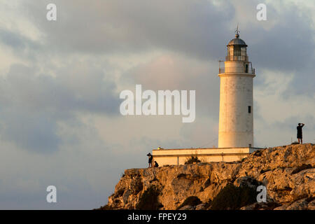 Sunrise. Leuchtturm von La Mola, Faro De La Mola, Formentera, Pityusen, Balearen, Spanien, Europa Stockfoto