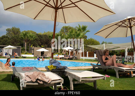 Gecko-Luxus-Boutique Hotel, Migjorn Strand, Insel Formentera, Balearen, Spanien, Europa. Stockfoto