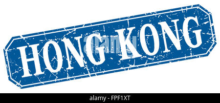 Hong Kong blauen quadratischen Grunge Retro-Style Zeichen Stockfoto