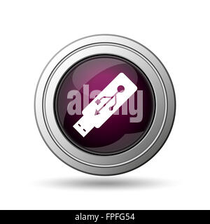 USB-Flash-Laufwerk-Symbol. Internet-Button auf weißem Hintergrund. Stockfoto