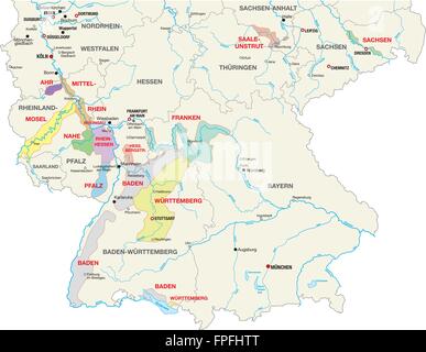 Weinbaugebiete in Deutschland Stock Vektor