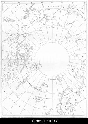 Nord-POLAR-Regionen: Karte, 1880 Stockfoto