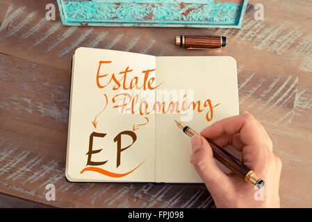 Handgeschriebener Text EP ESTATE PLANNING, Business-Erfolg-Konzept Stockfoto