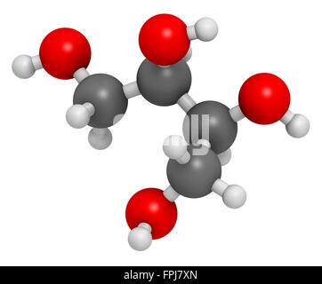 Erythrit n - kalorische Süßungsmittel Molekül. Atome werden als Kugeln mit C Venti al Farbkodierung dargestellt: Wasserstoff (weiß) Carb Stockfoto
