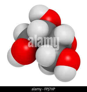 Erythrit n - kalorische Süßungsmittel Molekül. Atome werden als Kugeln mit C Venti al Farbkodierung dargestellt: Wasserstoff (weiß) Carb Stockfoto